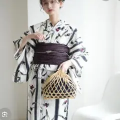 定価¥12999花柄浴衣・帯・腰紐・下駄4点セット