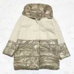 メルヴェイユヴァント ダウンコート リバーシブル ベージュ Sサイズ 異素材切替