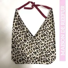 MAISON DE REEFUR ヒョウ柄トートバッグ リボンストラップ