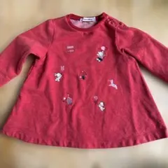 familiar 赤色 刺繍デザイン トレーナー 80センチ