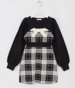 完売品　evelyn バストリボンチェックニットワンピース ブラック