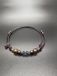 パープル系 ビーズチョーカー