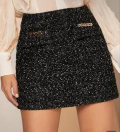 ツイードミニスカート 黒
