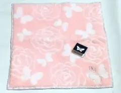 新品 未使用 ハナエモリ バラ 蝶 タオル ハンカチ ピンク