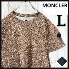 S13【QR確認・超希少】モンクレール 総柄 Tシャツ L 袖ワッペン付きn