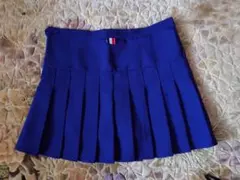 青色 プリーツスカート ウエスト2L