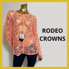 【3885】RODEO CROWNS ネオン オレンジ レース シャツのサムネイル