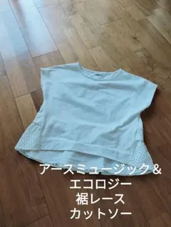 アースミュージック＆エコロジー ドッキング 半袖 レース カットソー 白