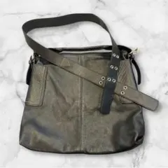 【美品】本革 レザー トートバッグ ショルダーバッグ A4 黒 ブラック