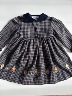 jacadi ジャカディ　ネイビー系チェックワンピース