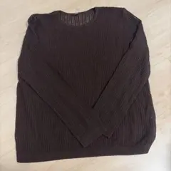 ユニクロ　レースクルーネックセーター　長袖ニット　透かし編みLsize ブラウン