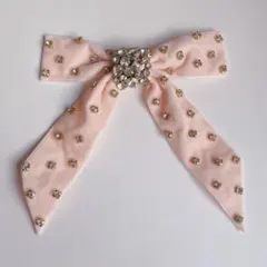 lovely.ribbonclub ビジュー付きピンクリボンヘアアクセサリー