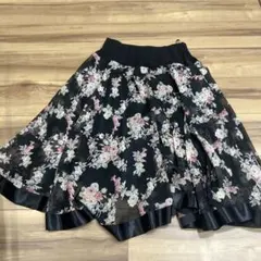 エムズグレーシ 花柄フレアスカート ひざ丈 ブラック S愛様専用です