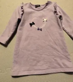 BeBe 薄紫 リボン装飾 長袖カットソー 90