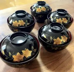 蓋つき煮物椀 4客セット 漆器 金彩 葡萄文様 - メルカリ