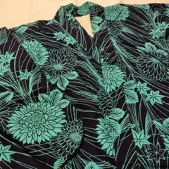 濃紺水色花柄 浴衣単品