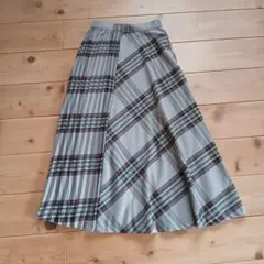 チェックベージュ プリーツスカート Mサイズ