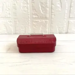 ツールボックス　缶　ブリキ　小物入れ　赤色
