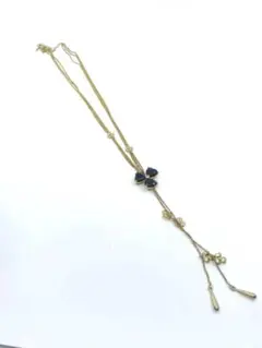 ロングチェーンネックレス クローバー ゴールド ラインストーン