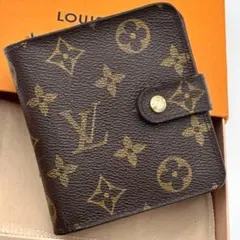 ルイヴィトン コンパクトジップ モノグラム 二つ折り財布 ブラウン
