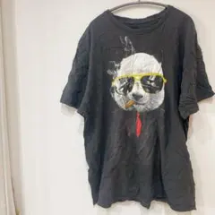 美品✨Tシャツ 黒 【L】ブラック 半袖 夏服 パンダ柄 ダークグレー