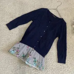 セット売り　カーディガン＆キャミソール　子供服　150 花柄　紺　春夏