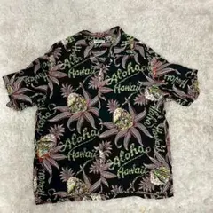 【極希少XXL】カメハメハ HAWAII製 アロハシャツ 黒 アンスリウム柄 極希少XXL】カメハメハ HAWAII製 アロハシャツ 黒 アンスリウム柄