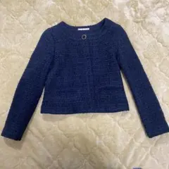 ネイビー ノーカラージャケット