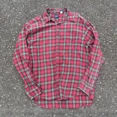 90s OLD GAP チェック ネルシャツ 赤黒 オールドギャップ L相当