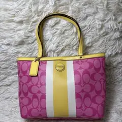 【最終値下】希少ピンクが可愛いCOACH コーチ シグネチャー ミニトートバッグ