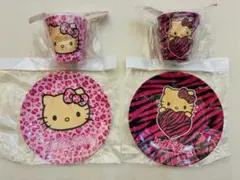 ヒョウ柄キティ　メラミン　ゼブラキティ　メラミン　キティ　メラミン食器4個セットのサムネイル