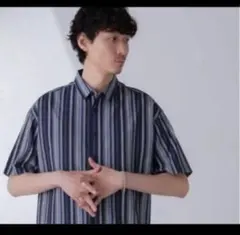 ナノユニバース ランダムストライプビッグシャツ 半袖