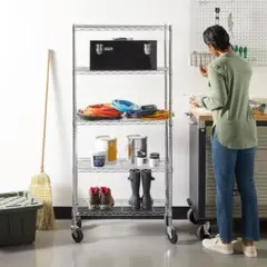 Amazonベーシック 5段スチールラック 棚 メタルラック キャスター付き