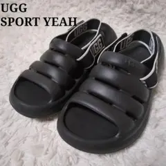 極美品！UGG　SPORT YEAH　24cm　ヒールロゴストラップ　黒