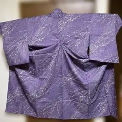 紫色 花柄 小紋 着物　一重　単衣