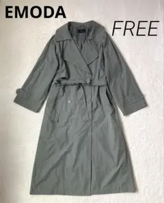 EMODA エモダ　ロングトレンチコート　カーキ　緑　ロングジャケット　ベルト付