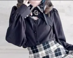 MA*RS 胸開きクロス刺繍ブラウス ブラック