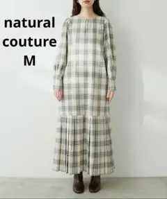 natural couture パール取り外し　チェックプリーツワンピース
