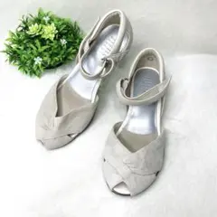 未使用級✨fitfit【23.5】リボンストラップコンフォートサンダル 本革