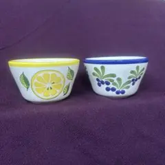 お値下げ　ミスタードーナツ　スペイン風食器　小鉢　2個セット　レモン・オリーブのサムネイル