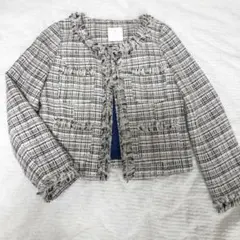 ノーカラージャケット ツイードジャケット