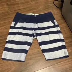 桃太郎ジーンズ　ボーダーショートパンツ　ネイビー×ホワイト　W32のサムネイル