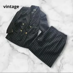 vintage　バブリースーツ　金ボタン　ストライプ ダブルブレスト　レトロ