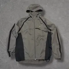 00s NIKE フルジップナイロンパーカー　グレー XL ドローコード