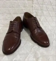 【美品】本革 レザーヴィンテージ ストレートチップ ビジネスシューズ茶