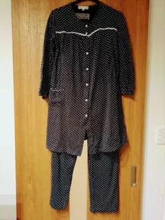 ネイビードット柄　マタニティ長袖パジャマM