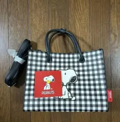 スヌーピー チェック柄 トートバッグ