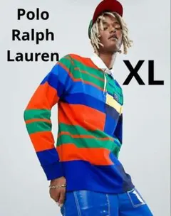 未使用級 XL　ポロラルフローレン　ラグビー ジャージ　特大　マルチボーダー