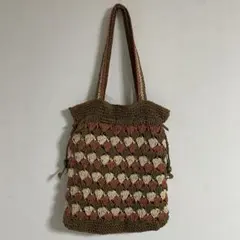 【4月23日まで】グラニー 編み かごバッグ 巾着バッグ