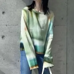 ✴︎専用✴︎ PAMM「たしかにそこにあった夜」のガーゼトップス　ライトグリーン PAMM「たしかにそこにあった夜」のガーゼトップス ライトグリーン